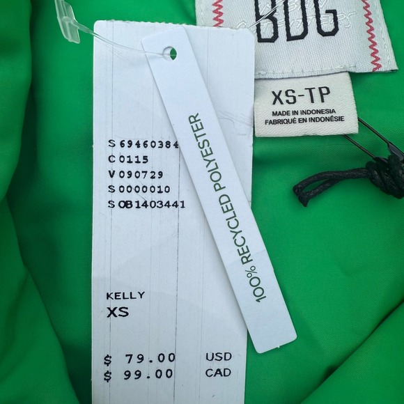 BDG NWT Urban Outfitters Kelly Puffer Vest Green Polyester Oversized XS - Picture 4 of 6